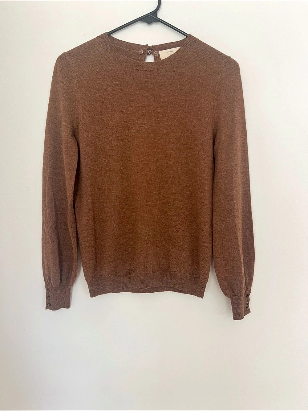 Sézane Dita Jumper Brown Button Cuff Sweater Size Small